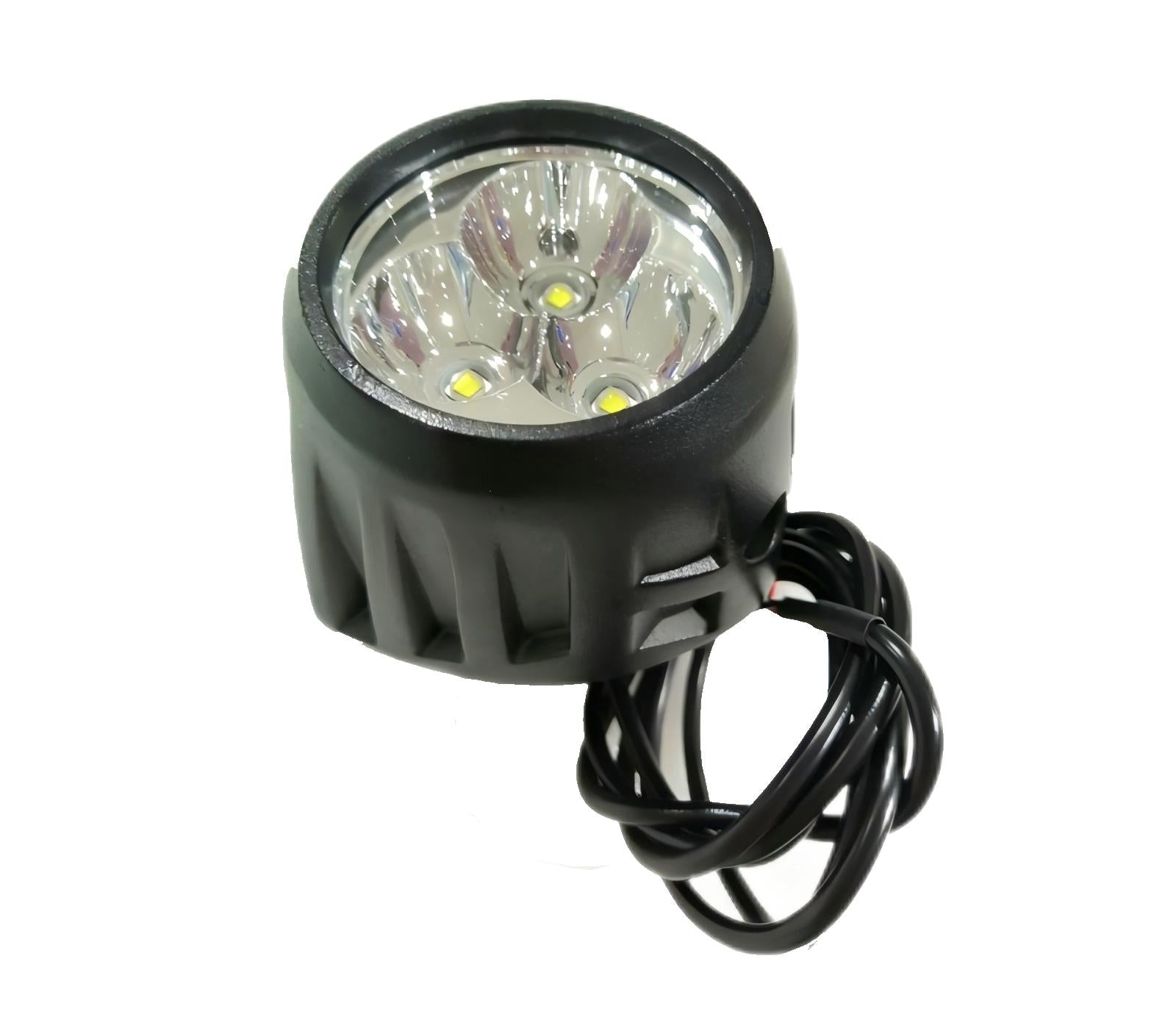 Dualtron Thunder3 30W headlight with three LED bulbs and black casing.
