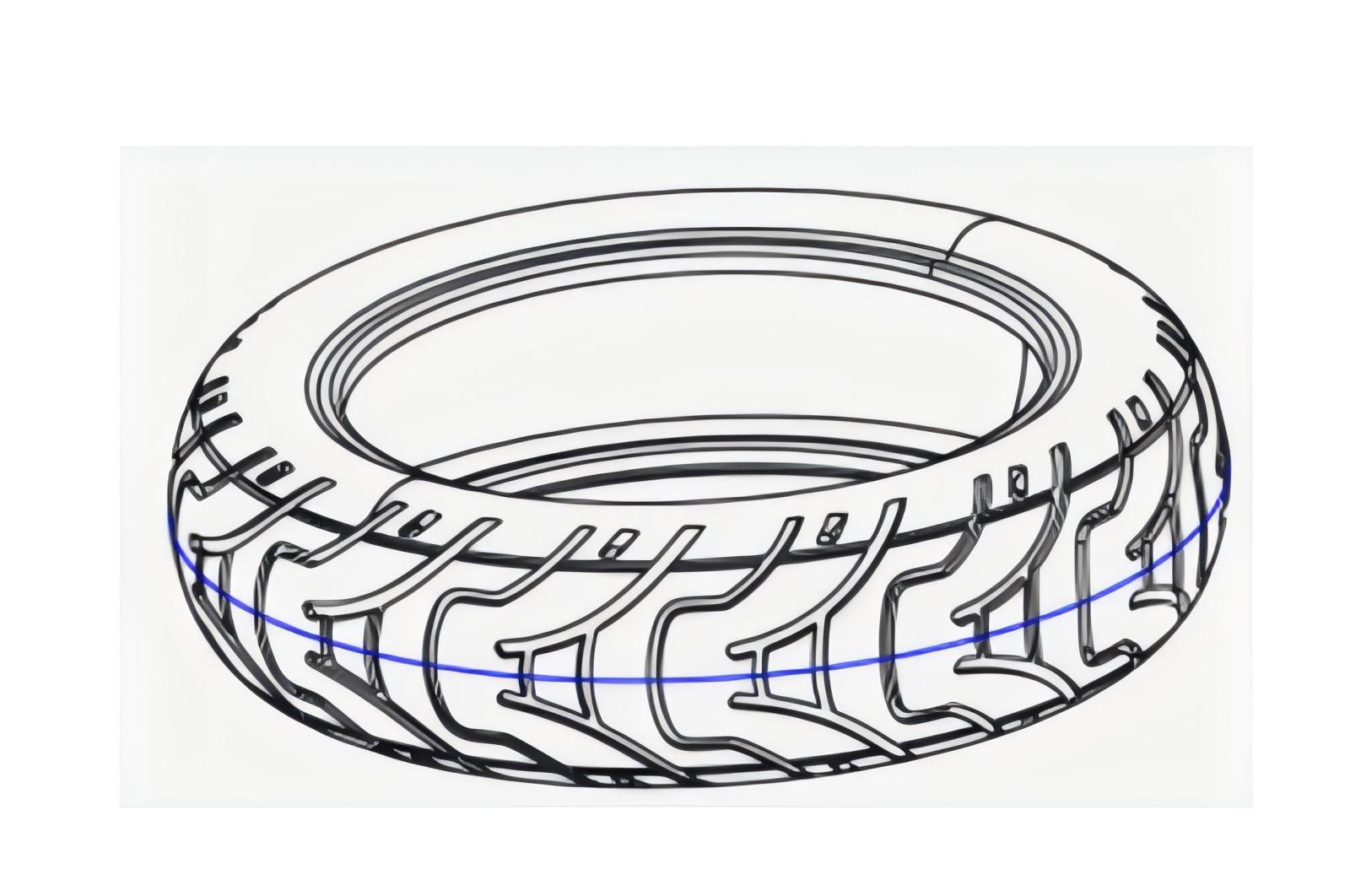 Dualtron Togo Tire illustration with tread pattern.